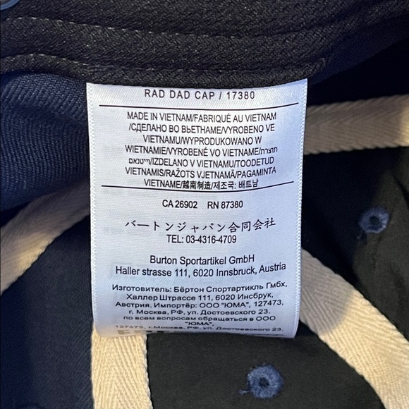 BURTON NWOT Rad Dad Cap Hat Low Profile Mens Adjustable Navy Classic - Picture 7 of 7
